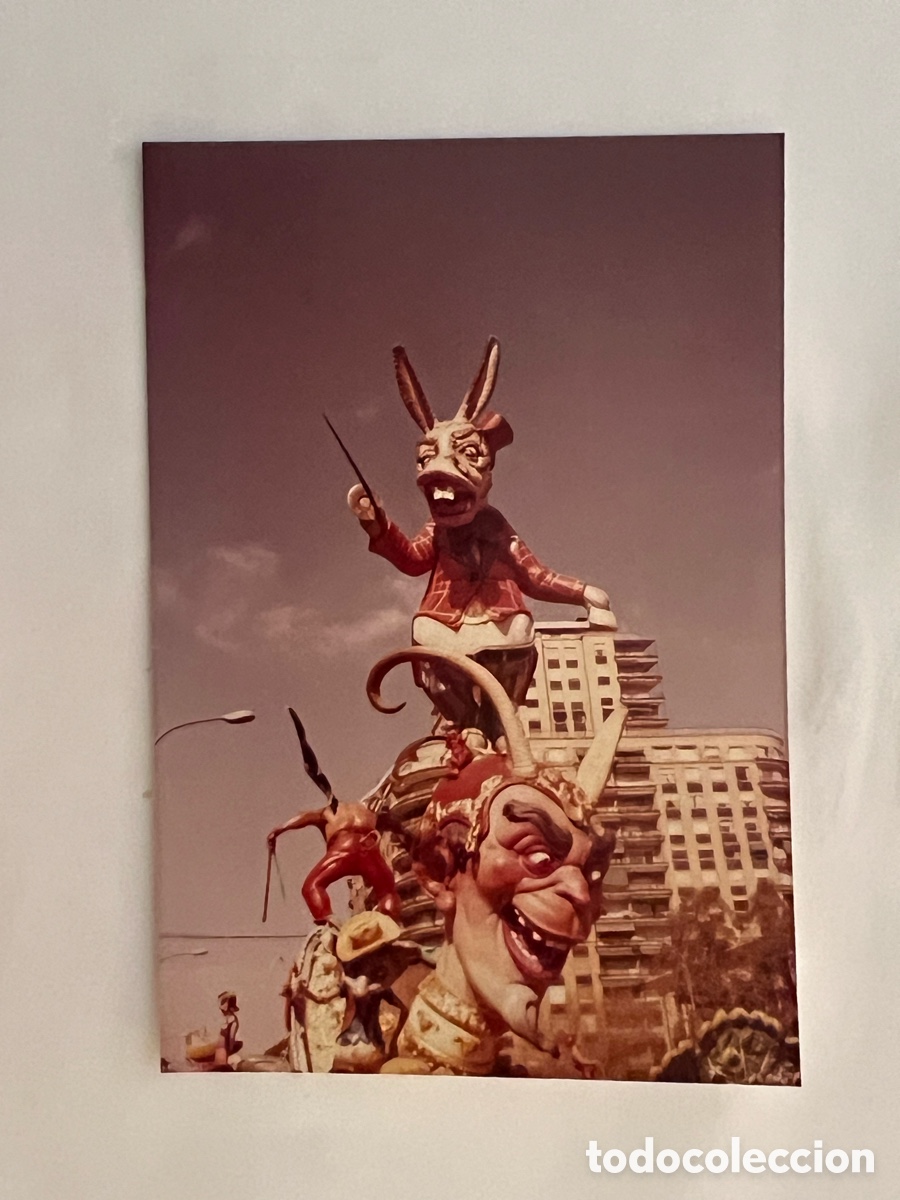 Fotograf&iacute;a antigua: FALLAS. Falla Ferroviaria Bailen - Xativa&hellip; Lema, El M&oacute;n del Dimoni. Artista Jos&eacute; Pascual (a.1983)