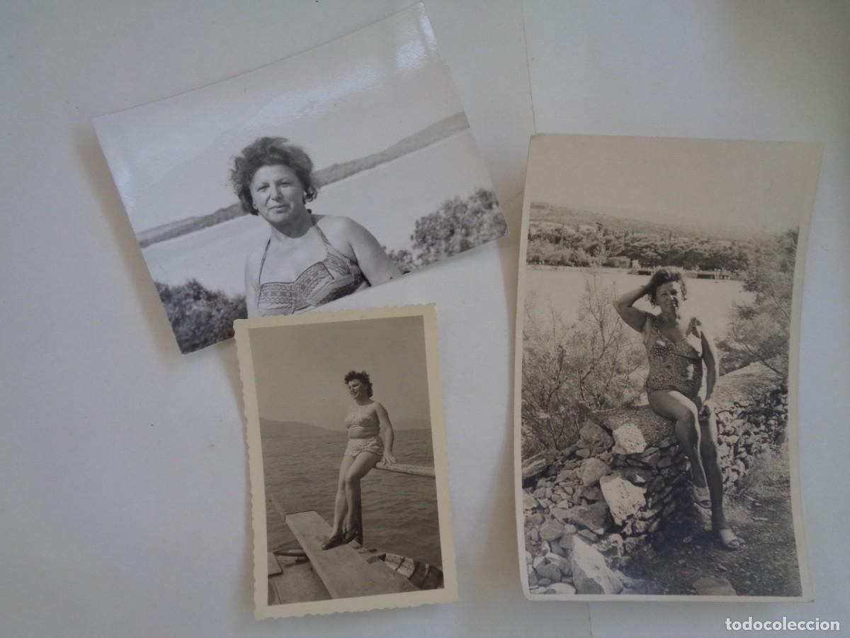 Fotograf&iacute;a antigua: LOTE DE 3 FOTOS DE LA MISMA MUJER EN BA&Ntilde;ADOR