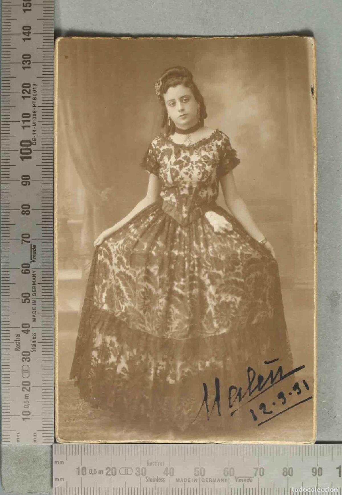 Fotografia antica: Retrato de joven con vestido de gala - Malen 1931. VESTIDO ALTA COSTURA