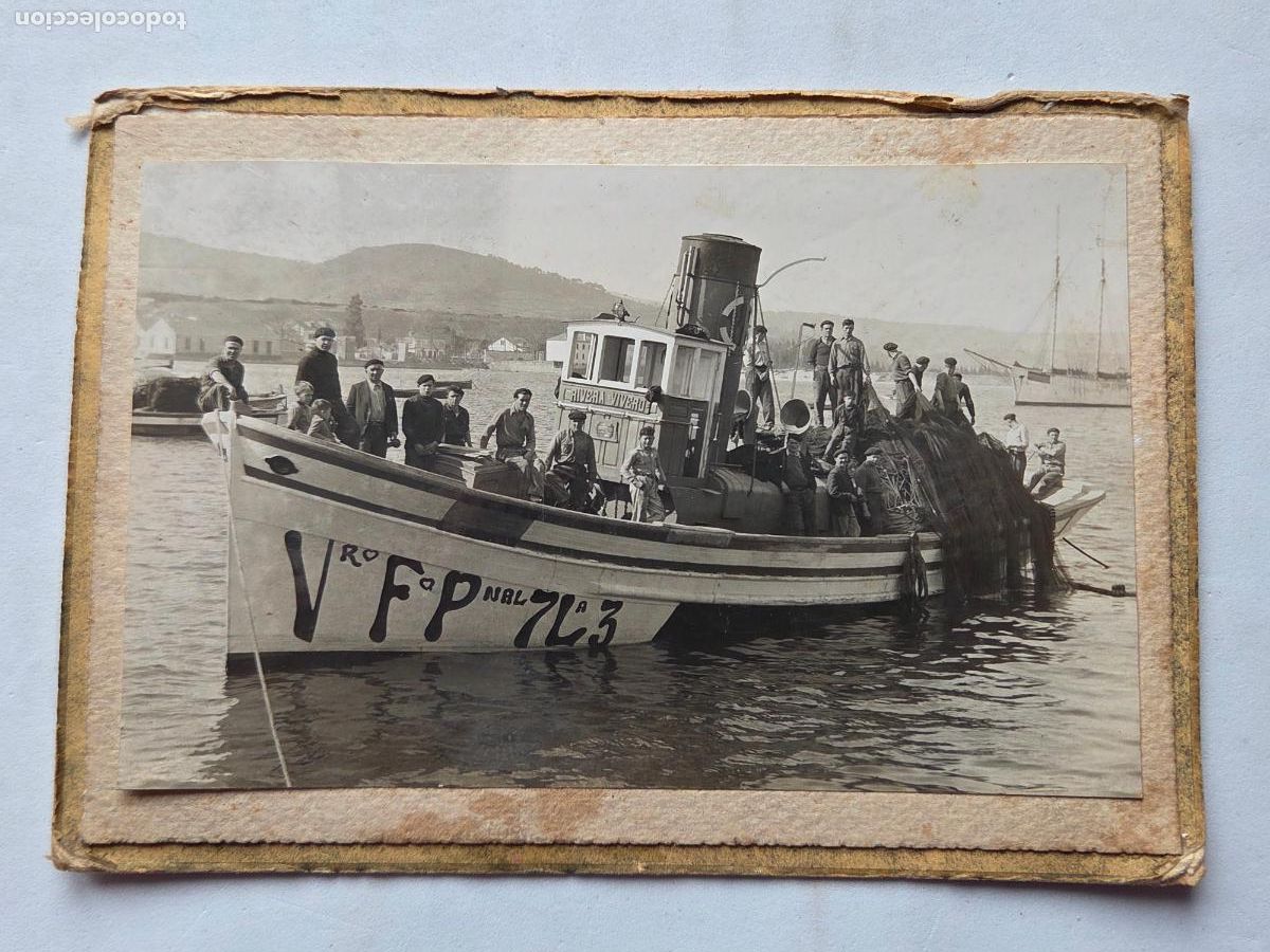 Fotografia antica: VIVERO - LUGO - GALICIA - FOTO BARCO PESCA ANTIGUA Z1