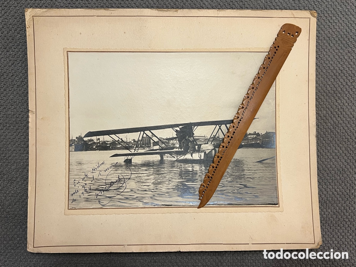Fotograf&iacute;a antigua: HIDROAVION BIPLANO. Puerto de Valencia.. (a.1924) VICENTE MALLENT, autor del HIMNO A PATERNA