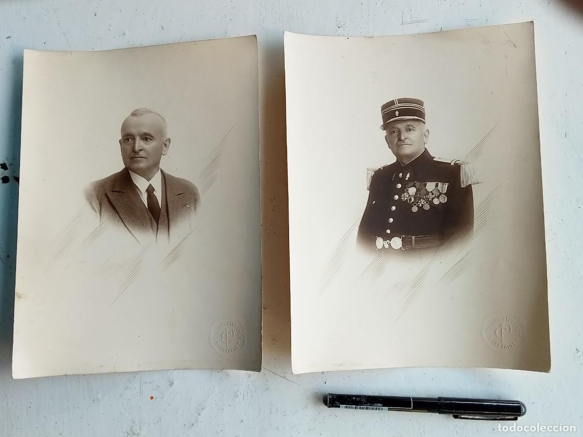 Antique Photography: Dos fotograf&iacute;as 1934 misma persona vestida de militar y de civil fot&oacute;grafo Charles Piccardy Grenoble