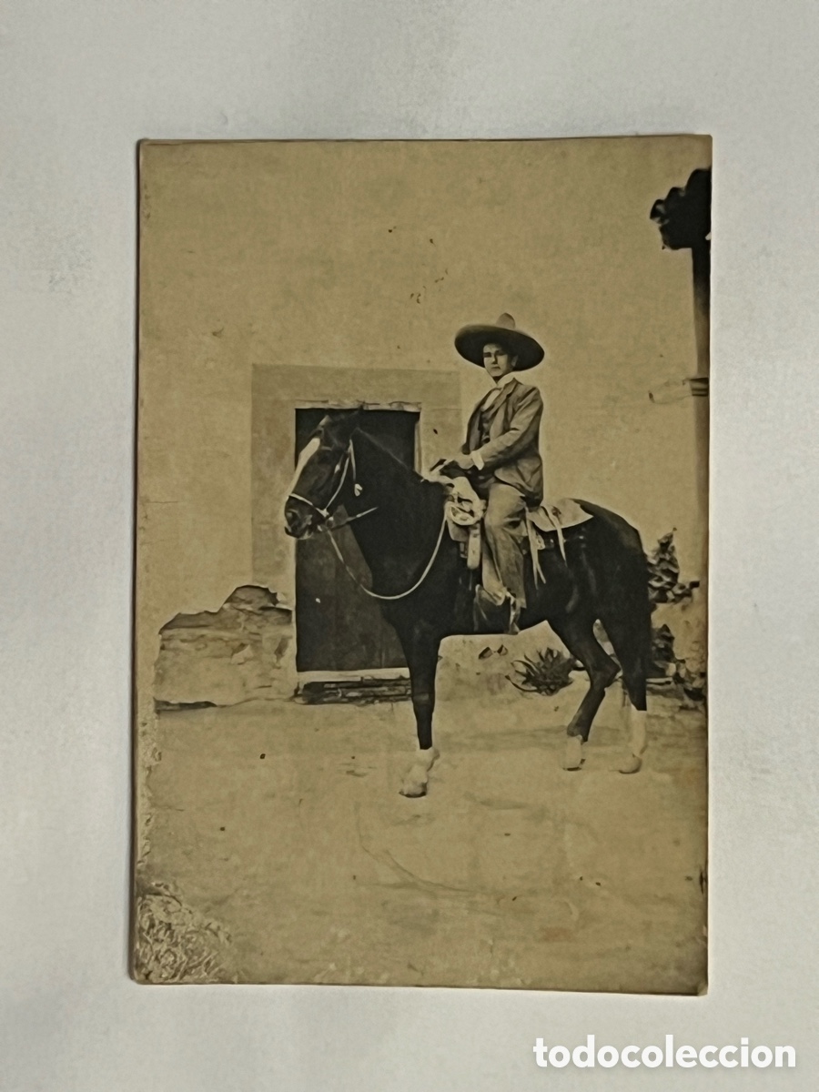 Antique Photography: MEXICO.. Fotograf&iacute;a un verdadero Jinete&hellip; (a.1917) Med&iacute;das: 5 x 7,5 cm.,