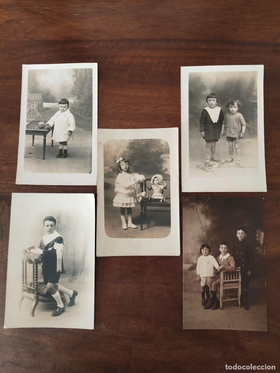 Fotografia antiga: 5 fotograf&iacute;as originales de principios del XX. Ni&ntilde;os. Tama&ntilde;o postal.