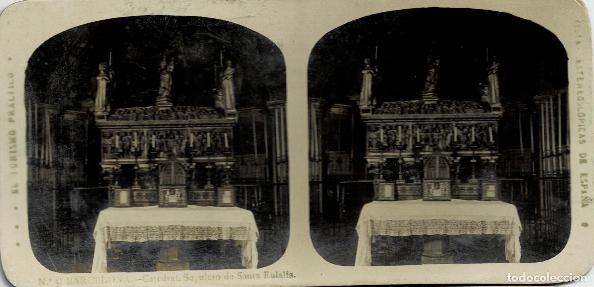 Fotograf&iacute;a antigua: FOTOGRAF&Iacute;A ESTEREOSCOPICA BARCELONA. CATEDRAL. SEPULCRO DE SANTA EULALIA. P-ESTEO-388