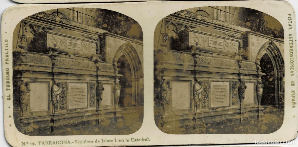 Fotograf&iacute;a antigua: FOTOGRAF&Iacute;A ESTEREOSCOPICA BARCELONA. CATEDRAL. SEPULCRO DE JAIME I. EN LA CATEDRAL. P-ESTEO-389