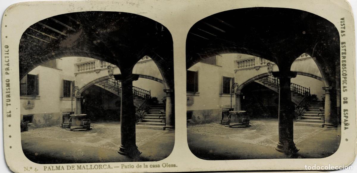Fotograf&iacute;a antigua: FOTOGRAF&Iacute;A ESTEREOSCOPICA PALMA DE MALLORCA. PATIO DE LA CASA OLESA. P-ESTEO-394
