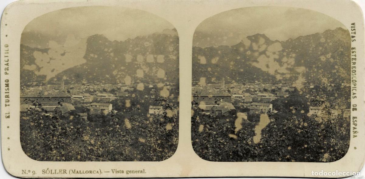 Fotograf&iacute;a antigua: FOTOGRAF&Iacute;A ESTEREOSCOPICA SOLLER MALLORCA. VISTA GENERAL. P-ESTEO-396
