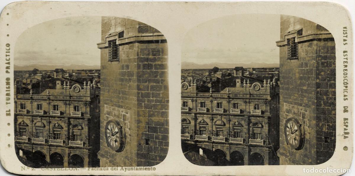 Fotograf&iacute;a antigua: FOTOGRAF&Iacute;A ESTEREOSCOPICA CASTELLON. FACHADA DEL AYUNTAMIENTO. P-ESTEO-400