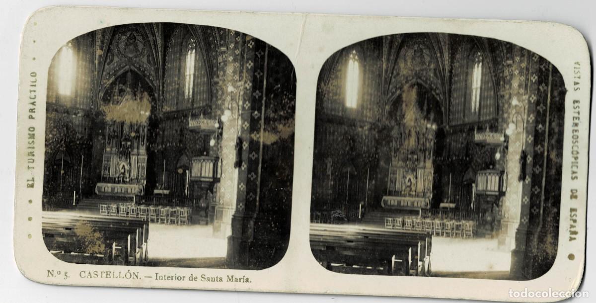 Fotograf&iacute;a antigua: FOTOGRAF&Iacute;A ESTEREOSCOPICA CASTELLON. INTERIOR DE SANTA MARIA. P-ESTEO-403
