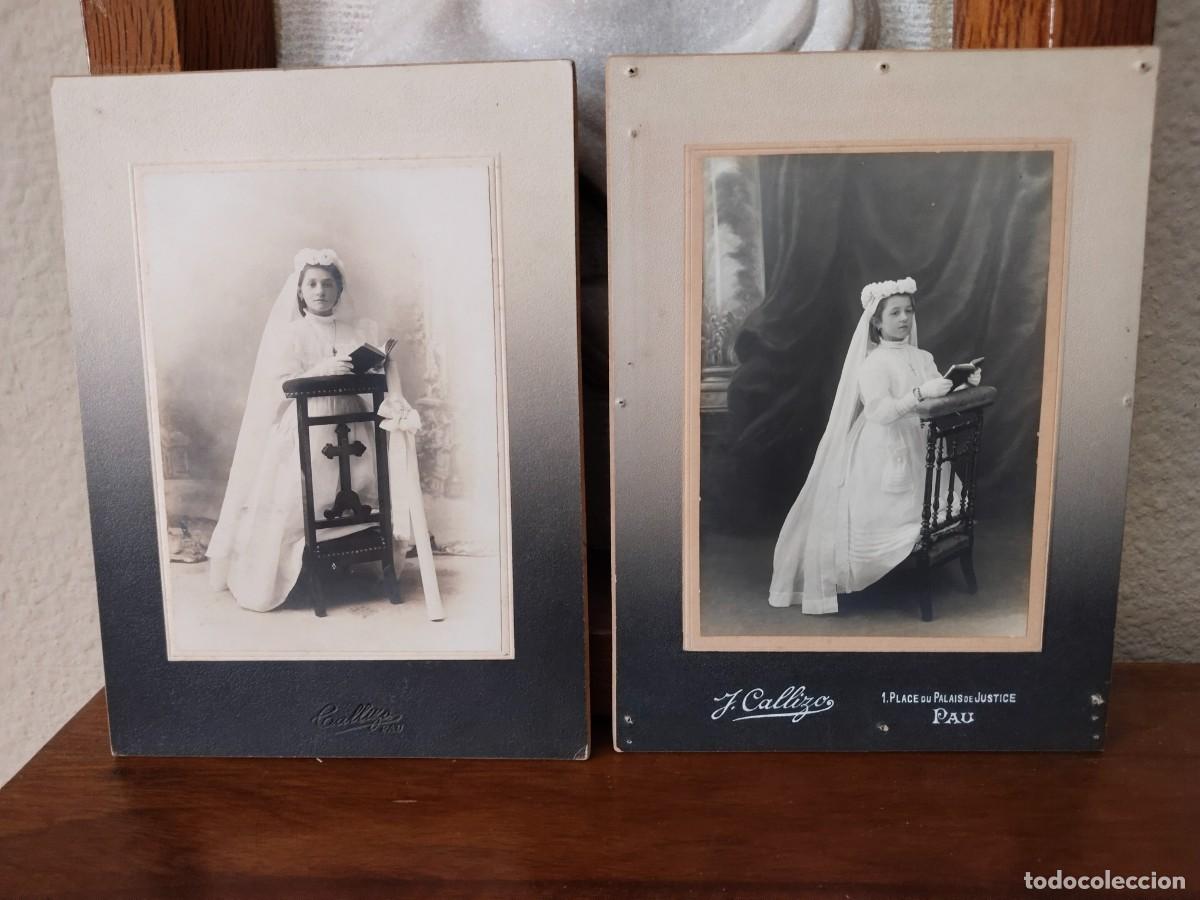 Antique Photography: Pareja de Fotograf&iacute;as Ni&ntilde;a Primera Comuni&oacute;n. J. Callizo, Pau. Principios del XX.