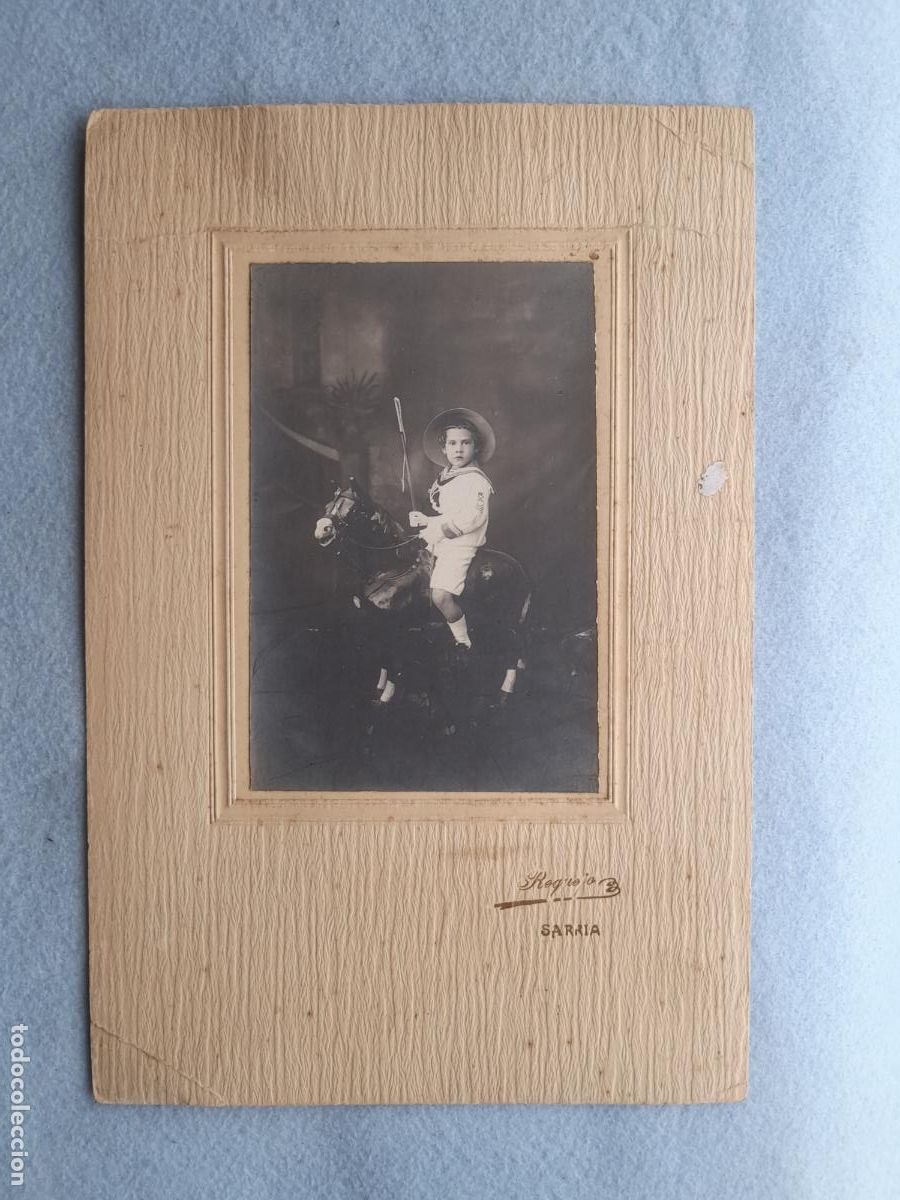 Fotografia antiga: Fotograf&iacute;a antigua de Ni&ntilde;o con Caballo. Sarria. Lugo.