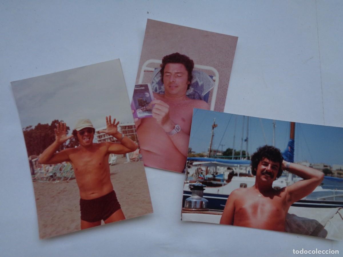 Fotograf&iacute;a antigua: LOTE DE 3 FOTOS DE HOMBRE EN BA&Ntilde;ADOR EN A PLAYA