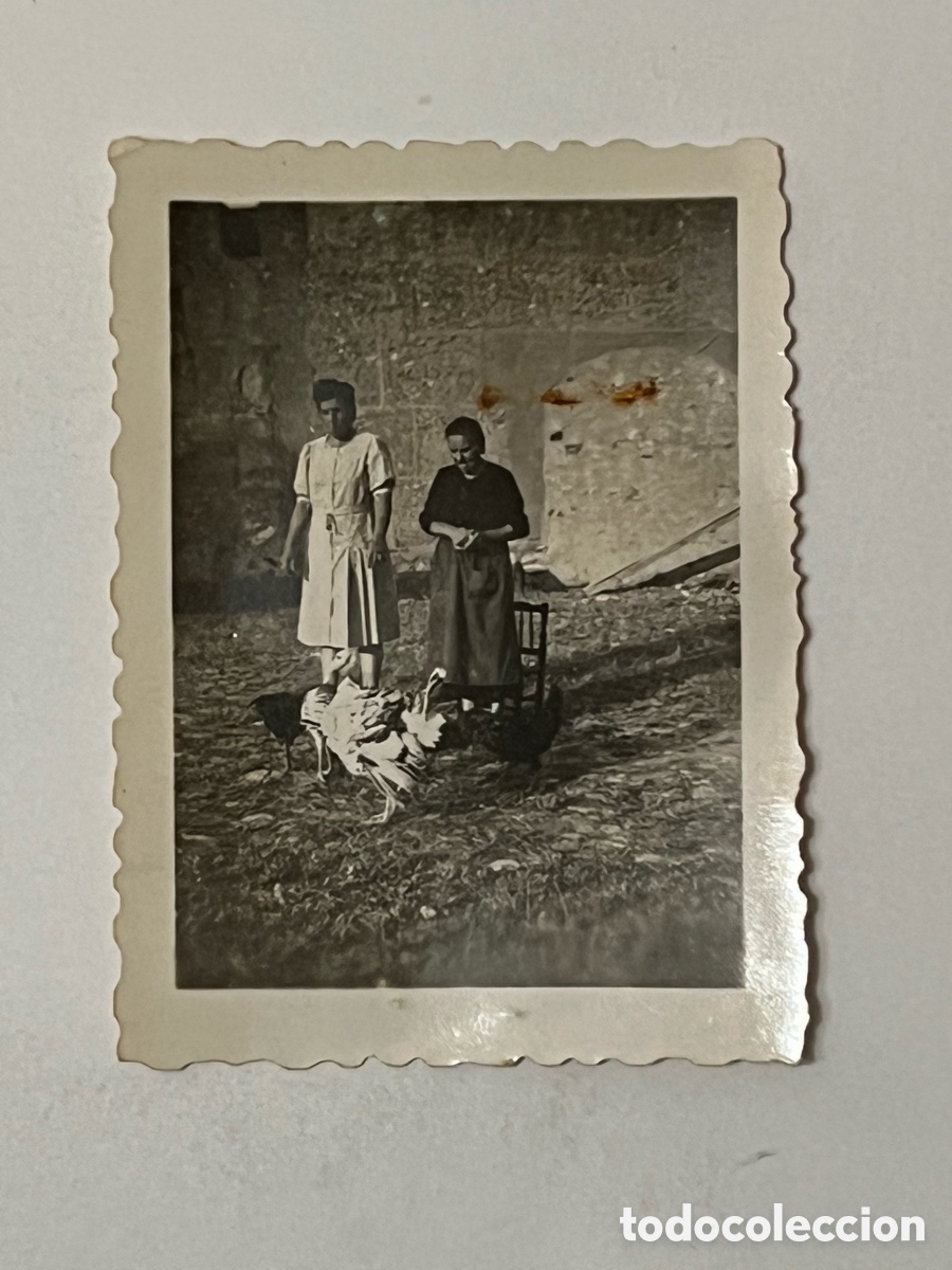 Fotograf&iacute;a antigua: MANZANARES (C. Real) En el Corral con las gallinas. Estudio fotogr&aacute;fico Vda de J. Ucles (a.1947)