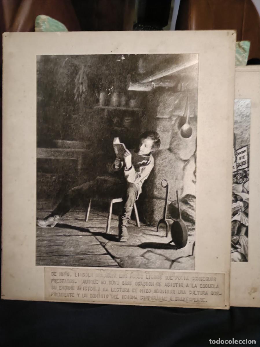 Fotograf&iacute;a antigua: FOTOGRAF&Iacute;A Lincoln en su lectura de la infancia SOBRE CARTON