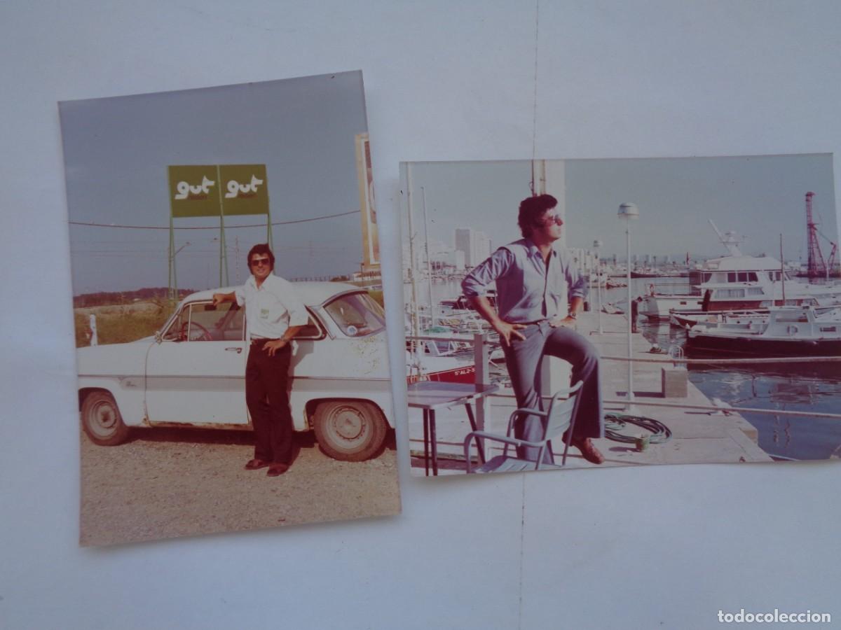 Fotografia antiga: LOTE DE 2 FOTOS DE HOMBRE JOVEN : EN PUERTO Y CON COCHE DE EPOCA