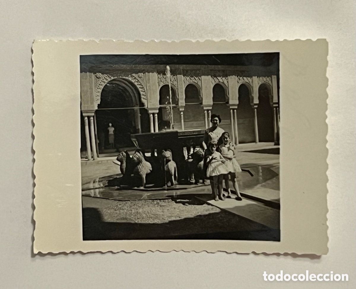 Photographie ancienne: GRANADA. Fotograf&iacute;a Patio de los Leones, visita de unos turistas franceses (a.1959)