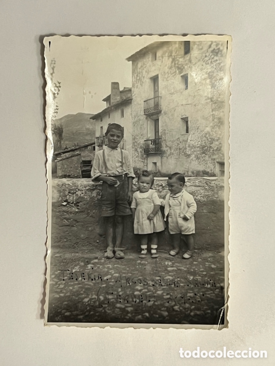 Fotograf&iacute;a antigua: ARCOS DE LAS SALINAS.. (Teruel) la Tejer&iacute;a.. Ni&ntilde;os.. Antigua fotograf&iacute;a (a.1955)