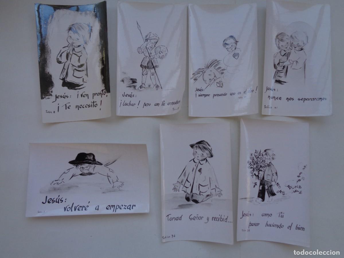 Fotograf&iacute;a antigua: LOTE DE 7 FOTOS DE DIBUJOS DE TO&Ntilde;IN CON MENSAJE BONITO