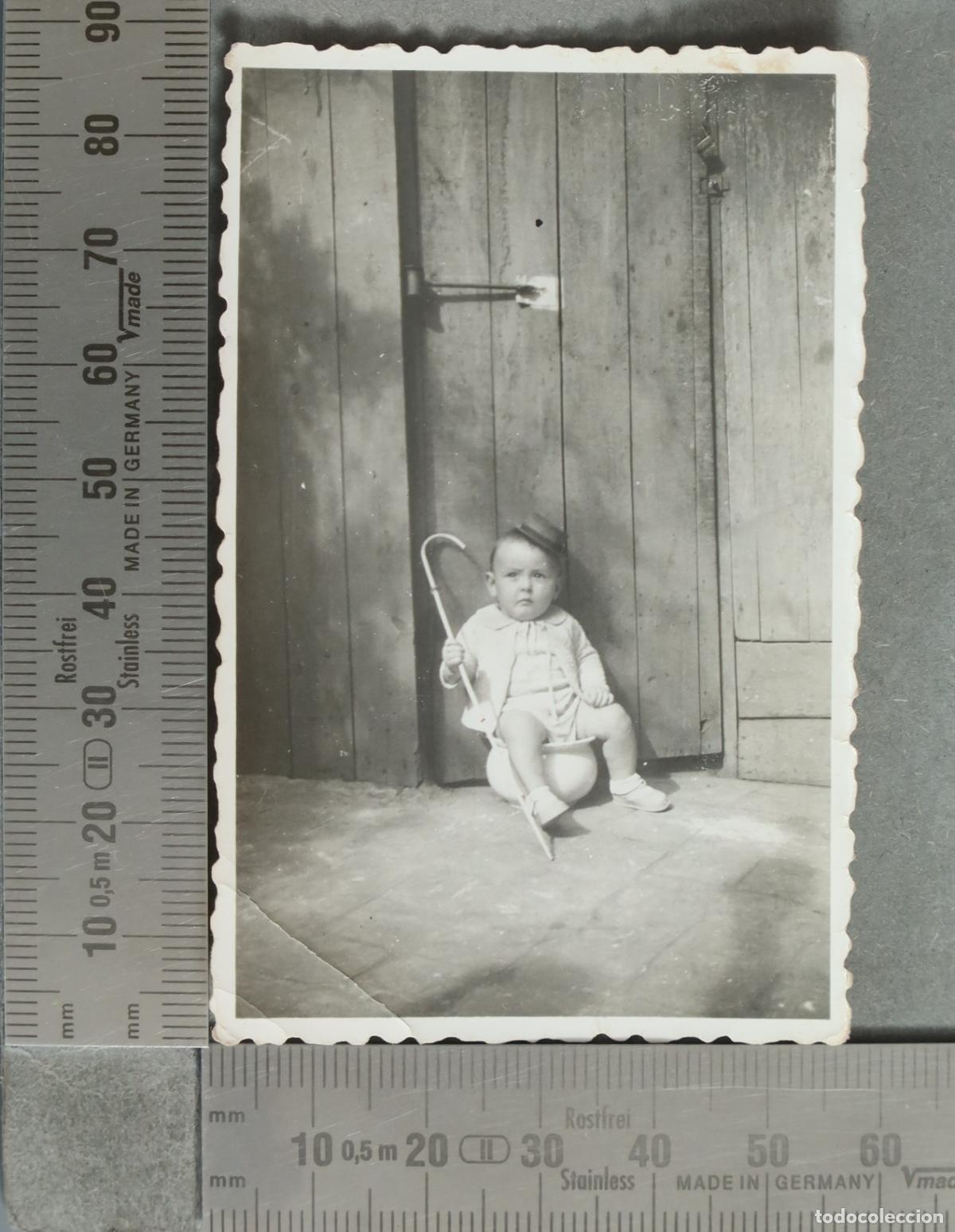Fotografia antiga: FOTOGRAFIA. Retrato de bebe con baston 1933