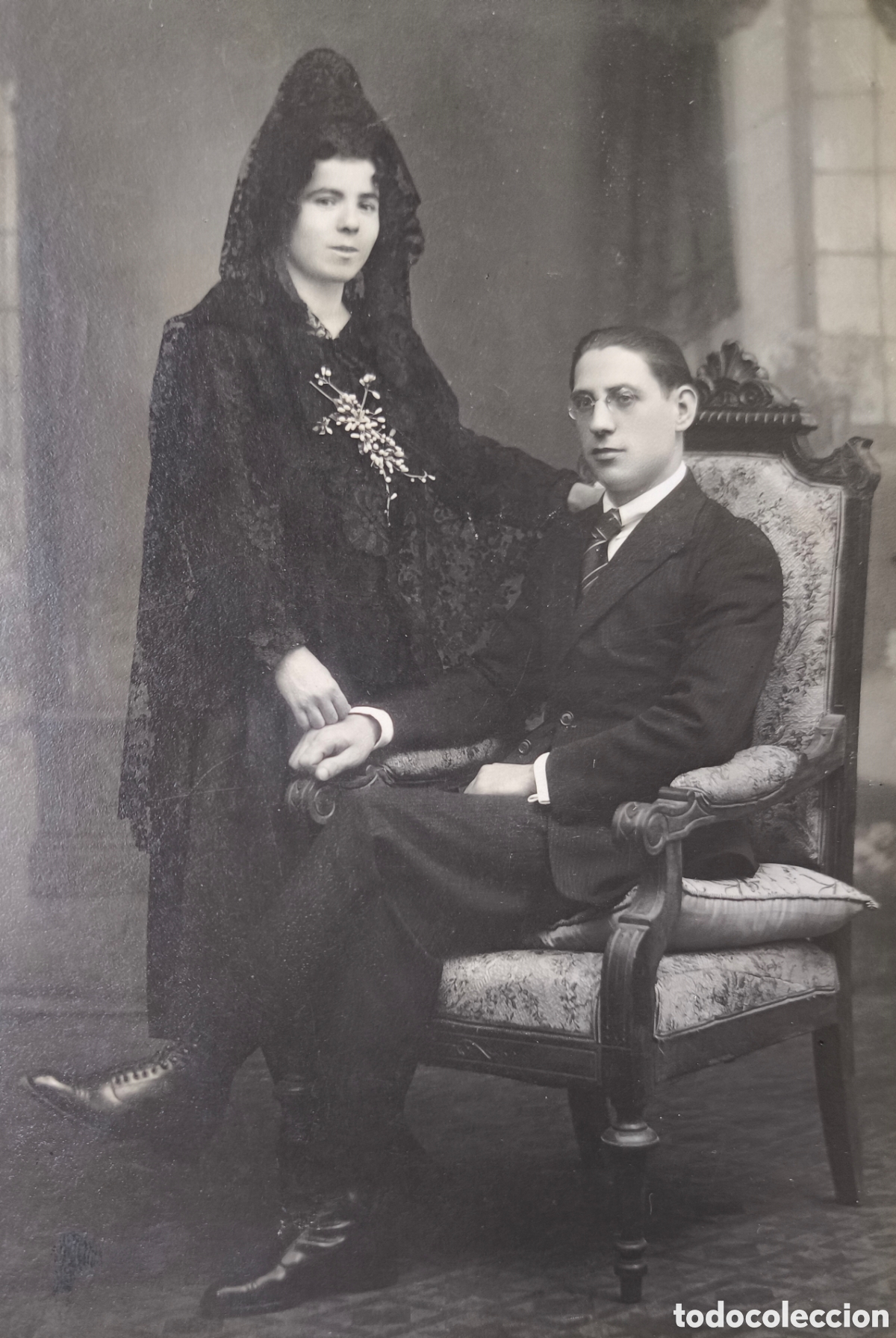 Fotografia antica: FOTOGRAF&Iacute;A RETRATO DE ESTUDIO BODA FOT&Oacute;GRAFO J. VALL&Eacute;S BARCELONA C. 1915