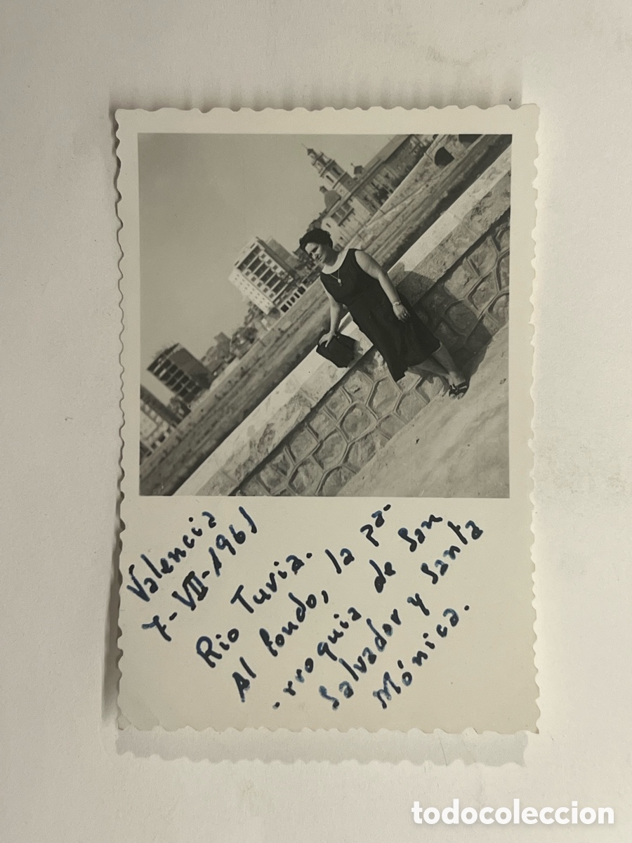 Fotograf&iacute;a antigua: VALENCIA. Fotograf&iacute;a (a.1961) R&iacute;o Turia al fondo Parroquia San Salvador y Santa Monica ..