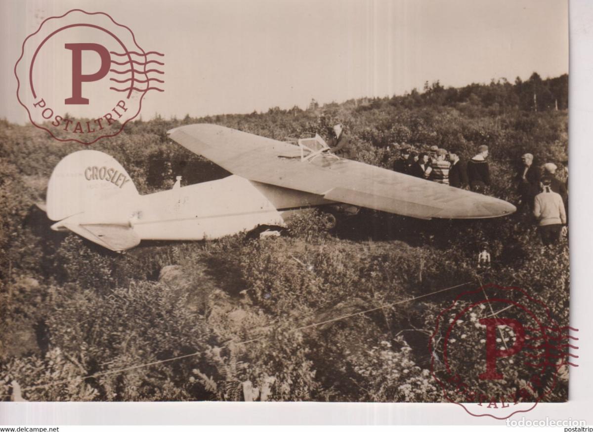 Antique Photography: APRES LA CHUTE MISS RUTH NICHOLS A SAINT JEAN M CLARENC CHAMBERLIN CROSLEY 17*12CM AVIACION AVION