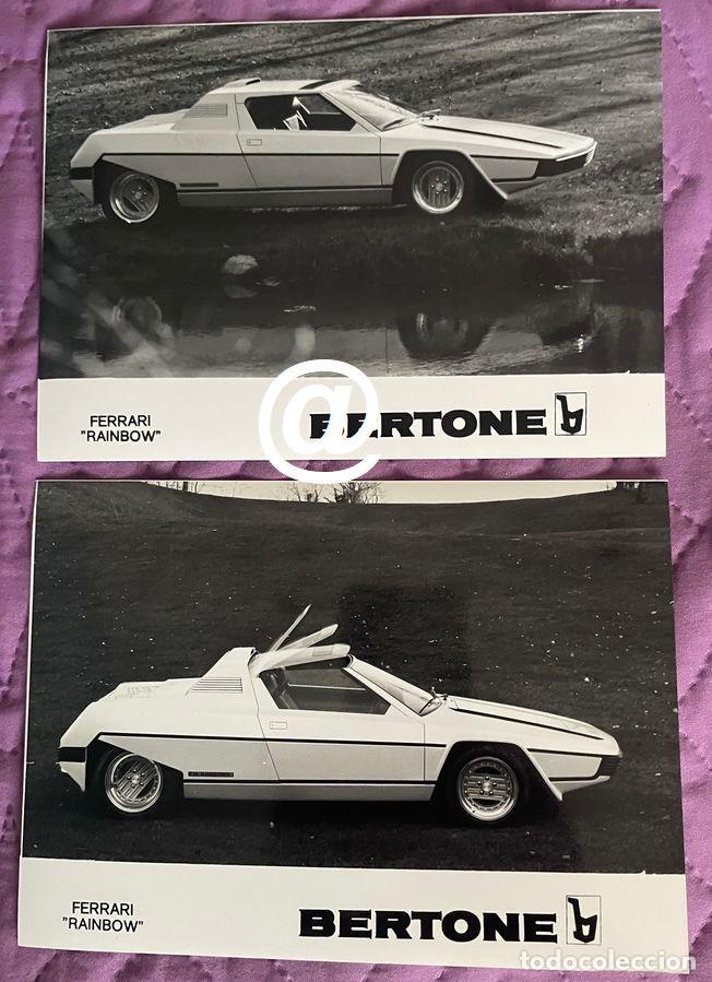 Fotograf&iacute;a antigua: 2 FOTOS DE PRENSA COCHE FERRARI RAINBOW CARROCERIA BERTONE COCHE AUTOMOVILISMO