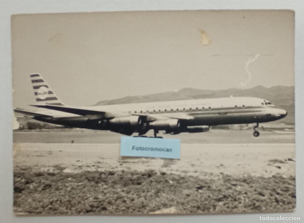 Fotograf&iacute;a antigua: FOTOGRAF&Iacute;A. AEROPUERTO DE GANDO. GRAN CANARIA. AVI&Oacute;N DOUGLAS DC-8. COMPA&Ntilde;IA KLM
