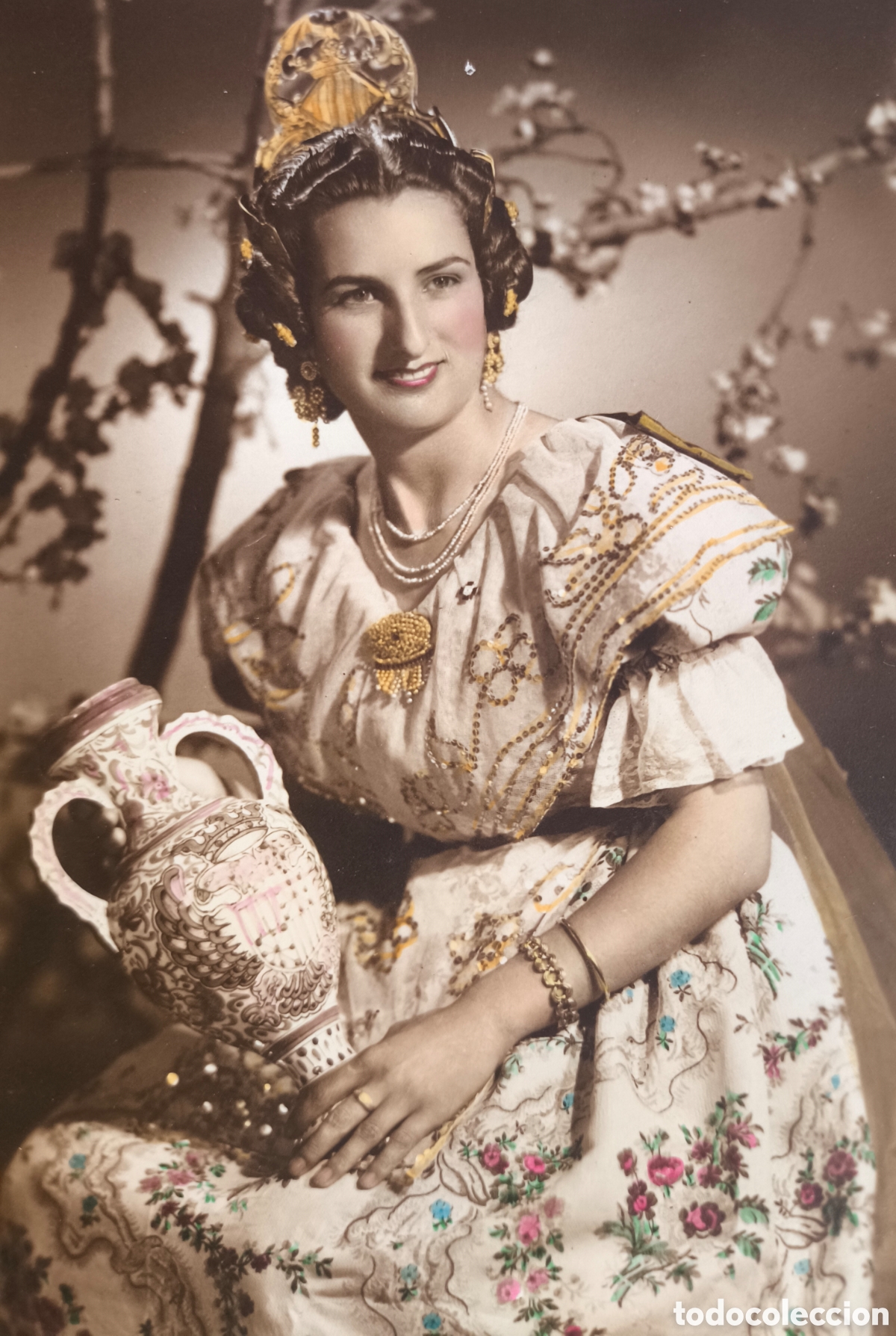 Fotograf&iacute;a antigua: FALLERA MAYOR RETRATO DE ESTUDIO FOTOGRAF&Iacute;A ILUMINADA VALENCIA C. 1955