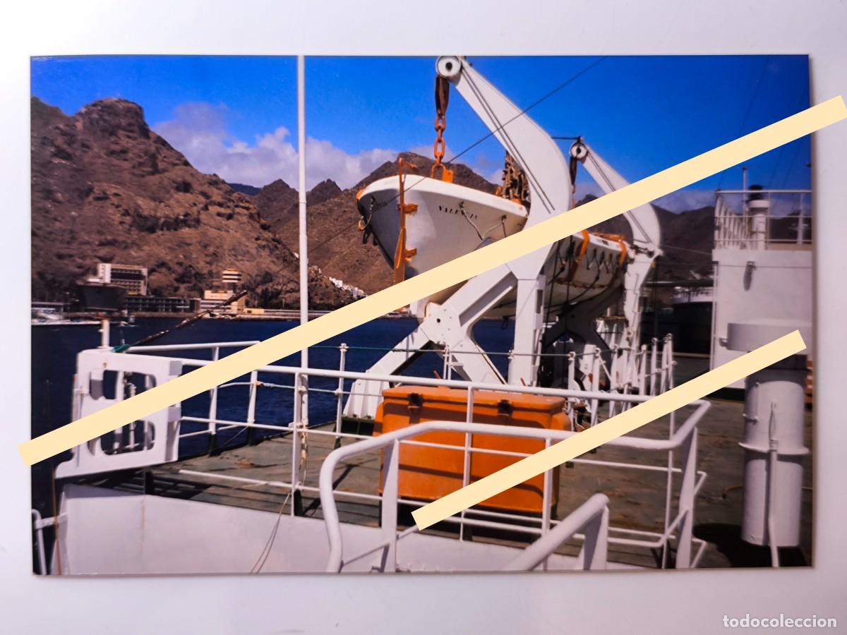 Fotograf&iacute;a antigua: Antigua fotograf&iacute;a. Cubierta y botes salvavidas del barco Rol&oacute;n Sur. A&ntilde;os 90. Tenerife