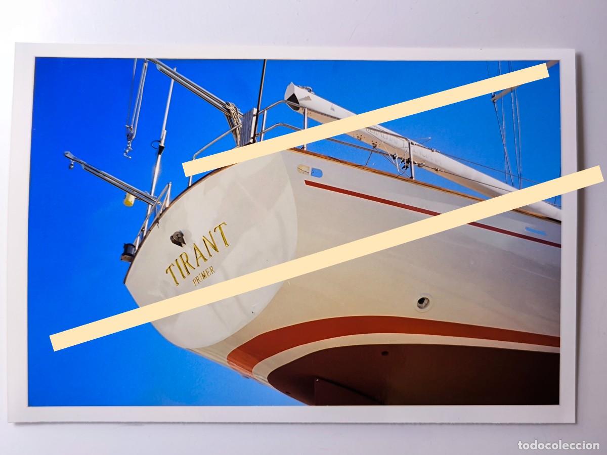 Fotograf&iacute;a antigua: Antigua fotograf&iacute;a. Barco goleta Tirant Primer fuera del agua. A&ntilde;os 90