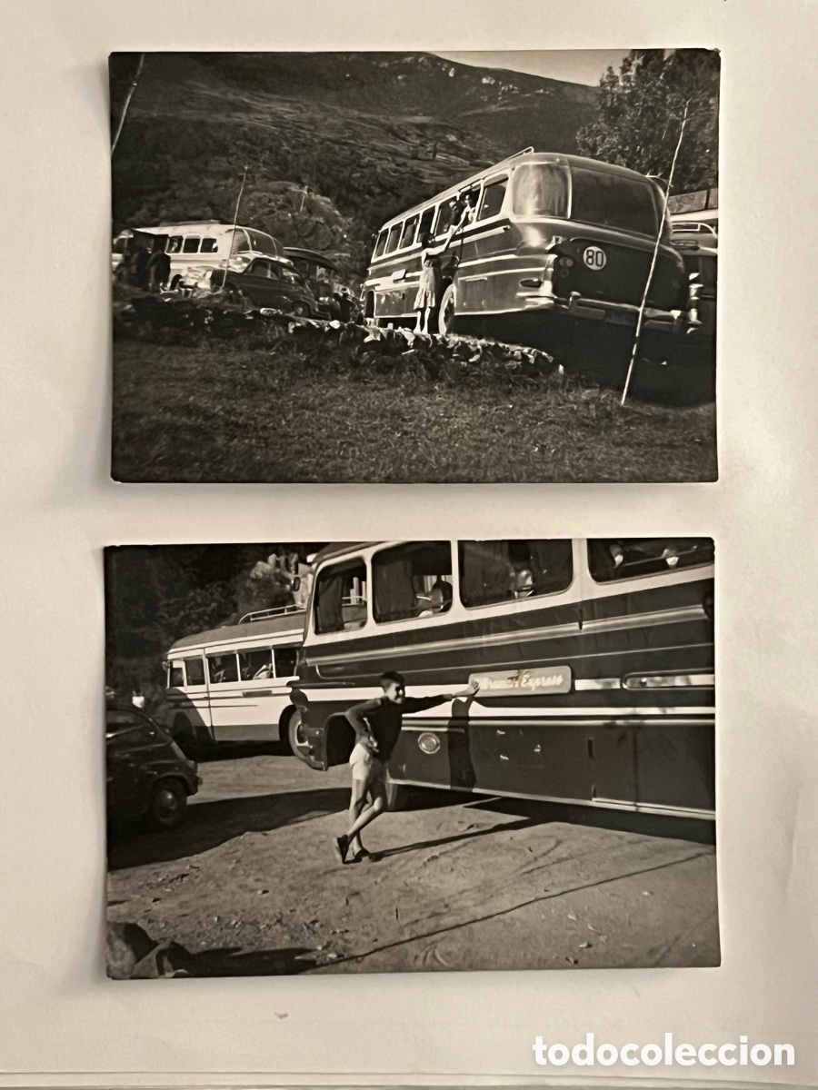 Fotograf&iacute;a antigua: CASTELLAR DE N&rsquo;HUG (2) Fotograf&iacute;as Excursi&oacute;n a les Fonts del Llobregat, autob&uacute;s.. (a.1963)