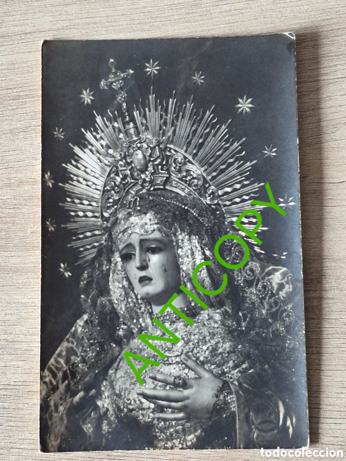 Fotograf&iacute;a antigua: Fotograf&iacute;a VIRGEN de los &Aacute;NGELES - Hermandad LOS NEGRITOS - SEVILLA - 13,8 x 8,8 cm. - EXCELENTE