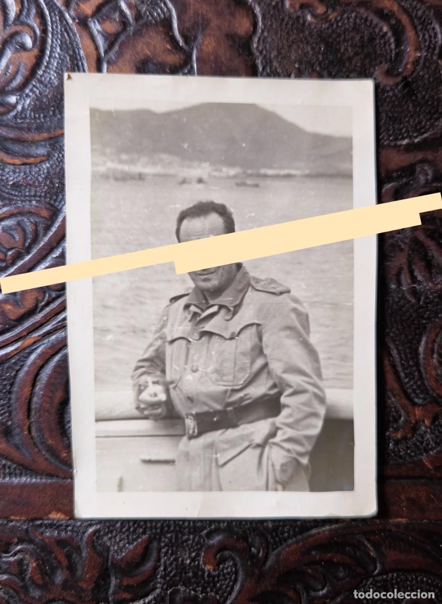Fotograf&iacute;a antigua: Antigua fotograf&iacute;a Militar a bordo buque D&oacute;mine frente a Gran Tarajal Fuerteventura 16 enero 1958