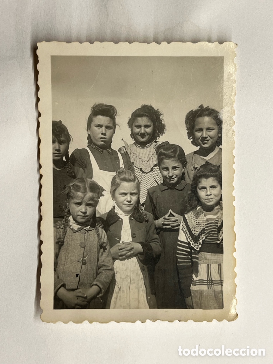 Fotograf&iacute;a antigua: J&Aacute;TIVA. Foto Luz, Vila.. Excursi&oacute;n Ni&ntilde;os con el Maestro. Postguerra Civil Espa&ntilde;ola (h.1945?)