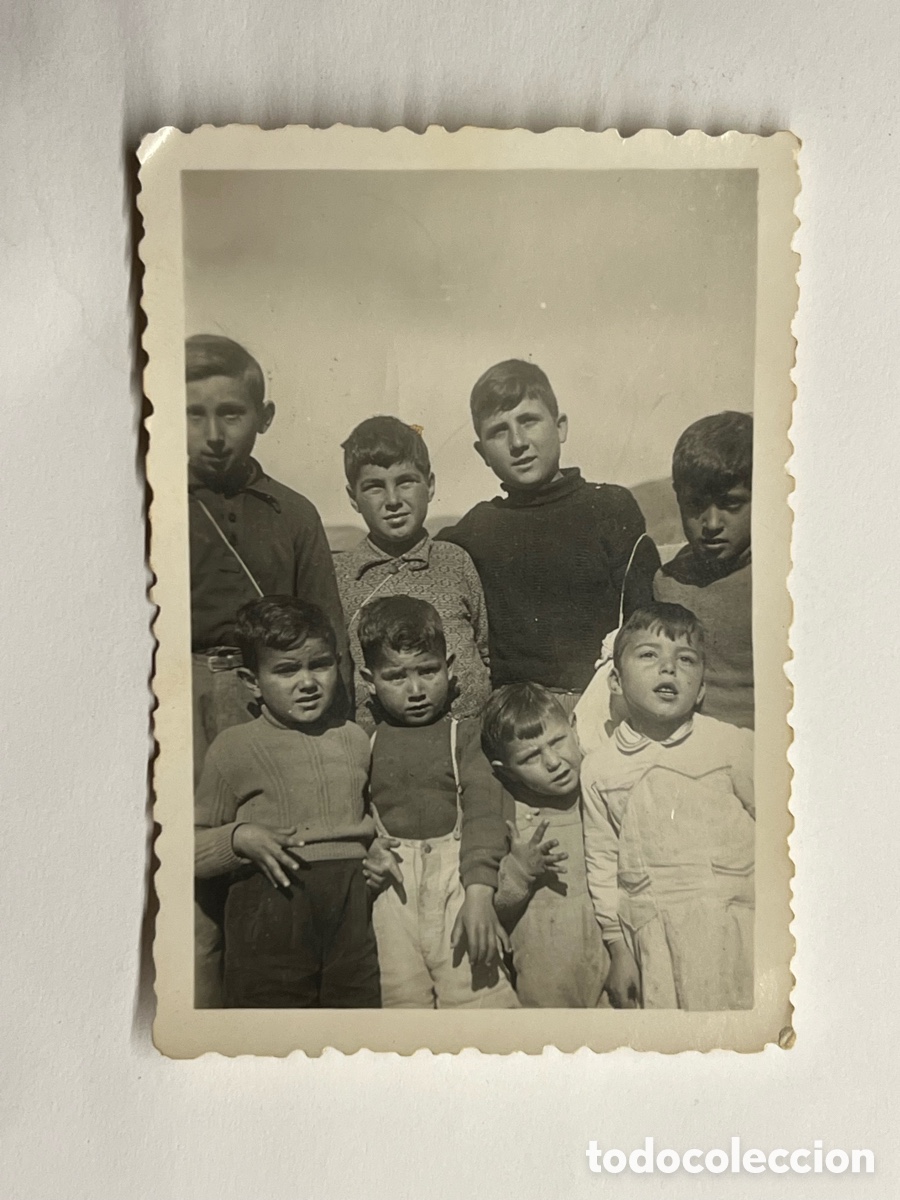 Fotograf&iacute;a antigua: J&Aacute;TIVA. Foto Luz, Vila.. Excursi&oacute;n Ni&ntilde;os con el Maestro. Postguerra Civil Espa&ntilde;ola (h.1945?)