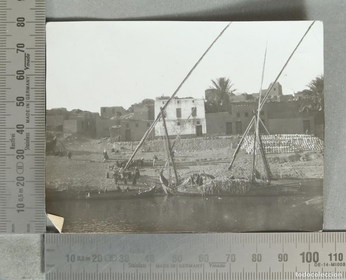 Fotograf&iacute;a antigua: FOTOGRAFIA. &iquest;Egipto? - VISTA EMBARCACIONES Y CASAS TRADICIONALES hacia 1920