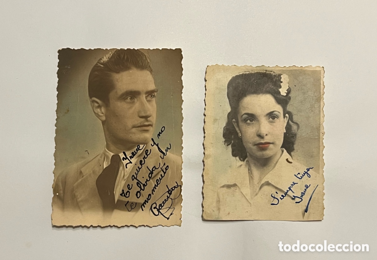 Fotograf&iacute;a antigua: BARCELONA. Foto Condal (2) Fotograf&iacute;as coloreadas. Ramon e Irene (h.1945?) Med&iacute;das: 6 x 7,5