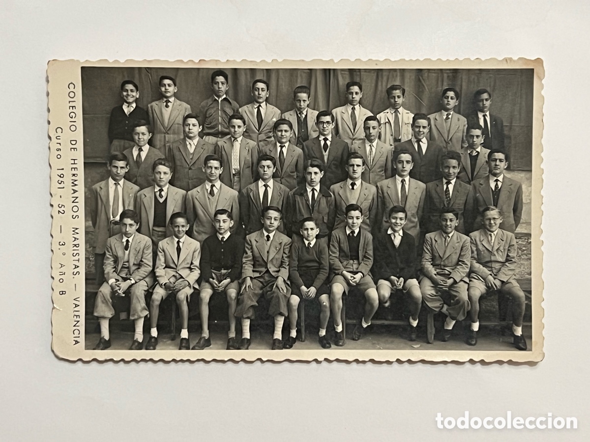 Fotograf&iacute;a antigua: VALENCIA, 3o. Curso B. Recuerdo Escolar Hermanos Maristas.. CURSO 1951-52, Goerlich.. Bolinches..