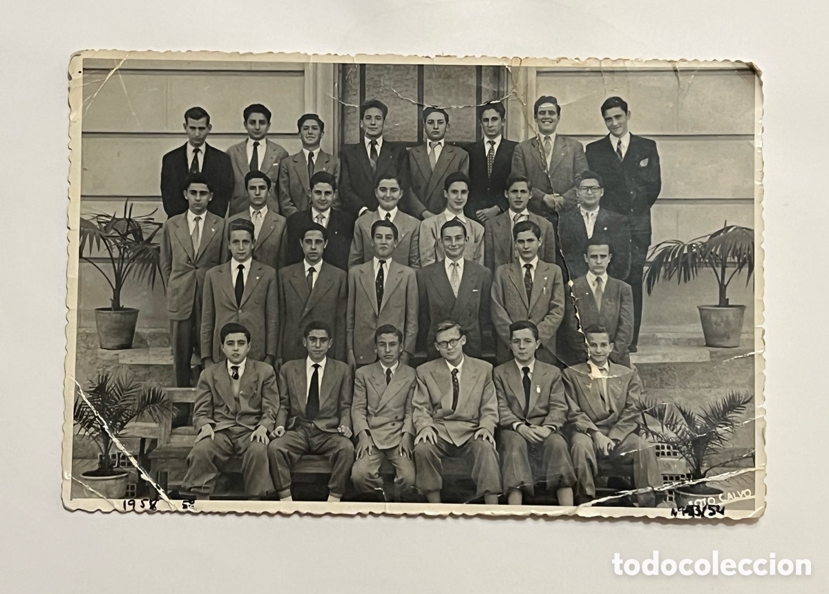 Fotograf&iacute;a antigua: VALENCIA, 5o. Curso B. Recuerdo Escolar Hermanos Maristas.. CURSO 1953-54 reverso nombres..