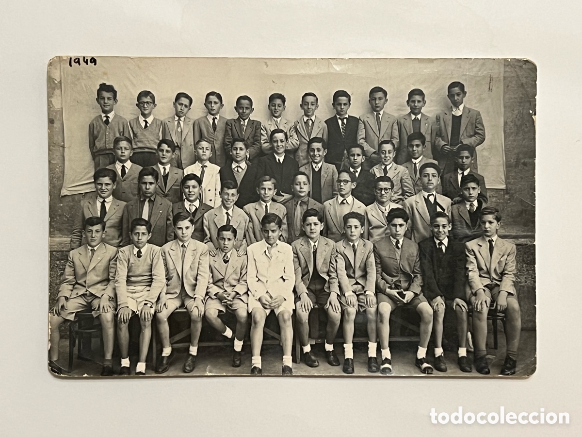 Fotograf&iacute;a antigua: VALENCIA, Recuerdo Escolar Hermanos Maristas.. Curso escolar (a.1949) reverso nombres fotografiados