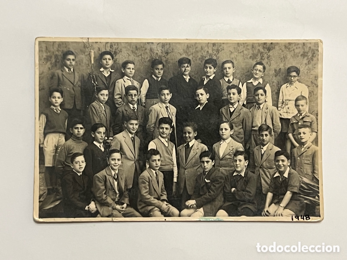 Fotograf&iacute;a antigua: VALENCIA, Recuerdo Escolar Hermanos Maristas.. Curso escolar (a.1948) reverso nombres fotogr&aacute;fiados.