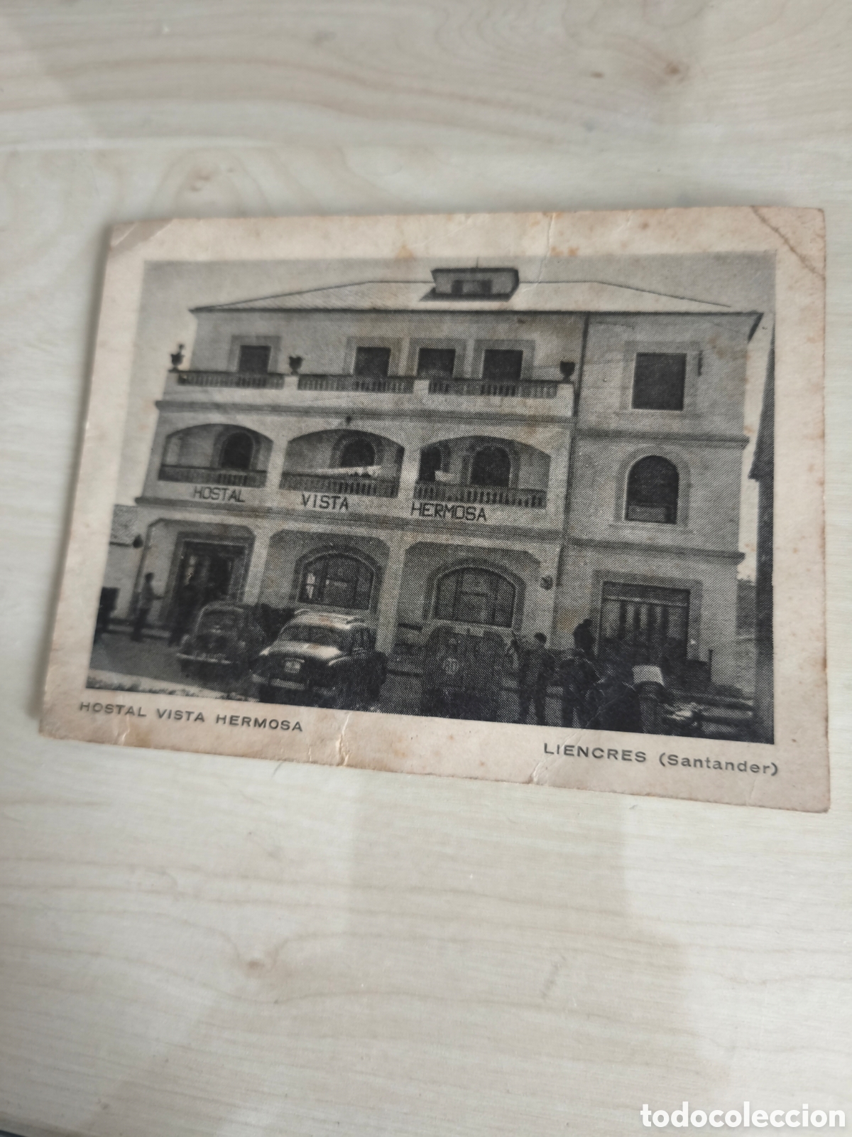 Fotograf&iacute;a antigua: Antigua tarjeta publicitaria del Hostal Vista Hermosade Liencres. Santanderm
