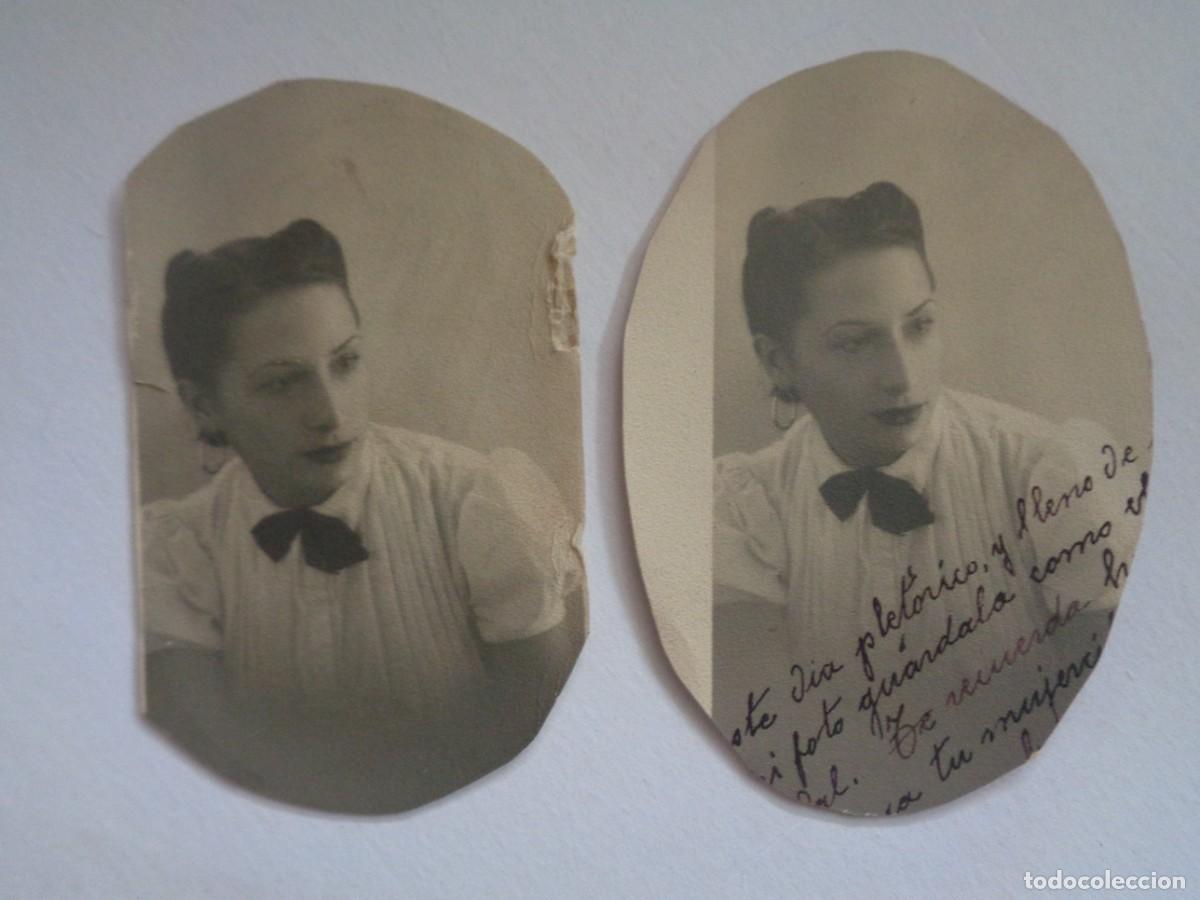 Fotograf&iacute;a antigua: LOTE DE 2 FOTOS DE ESTUDIOS DE MUJER , DEDICADA , ETC . RECORTADAS !