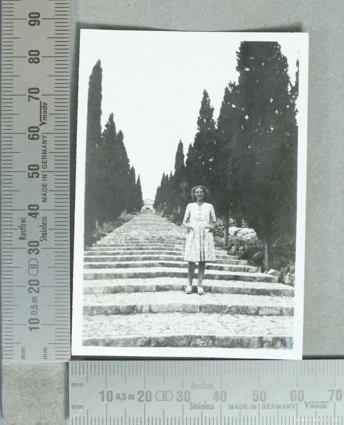 Fotograf&iacute;a antigua: FOTOGRAFIA. escalinata del Calvari en Pollen&ccedil;a hacia 1940