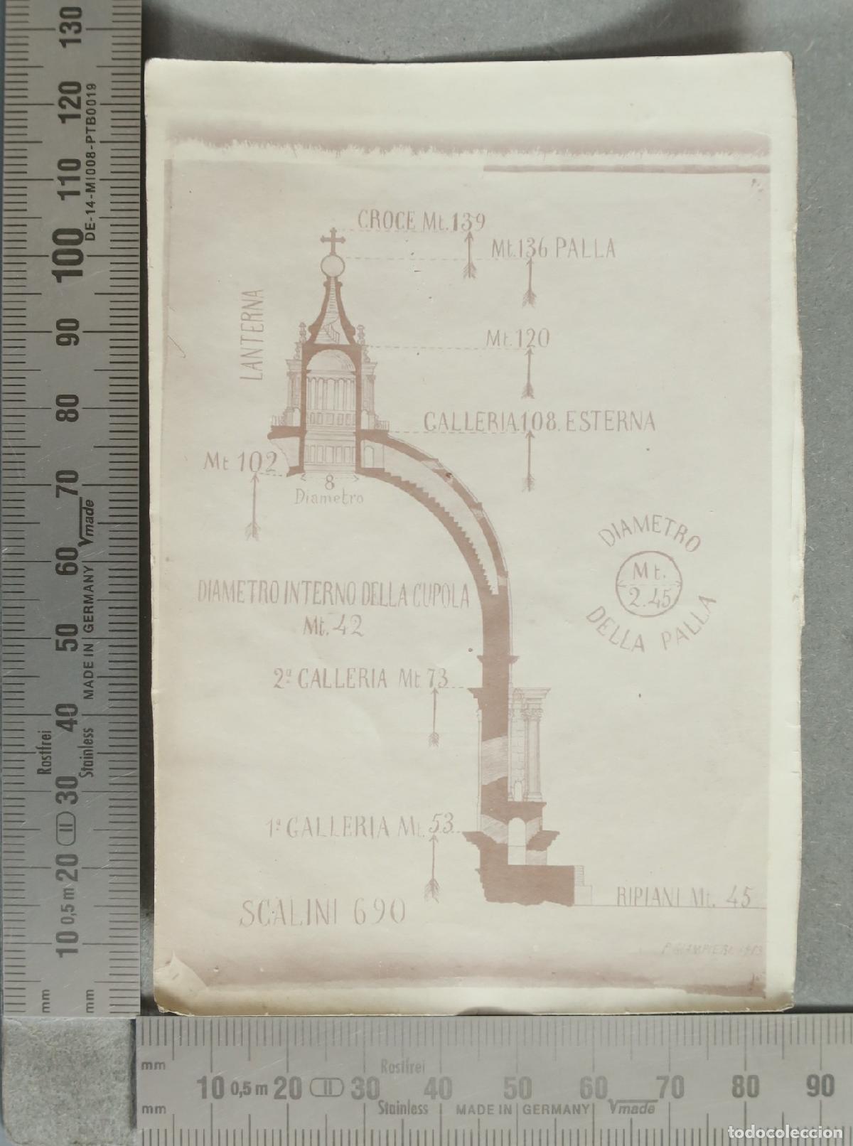 Fotograf&iacute;a antigua: FOTOGRAFIA. Cupola di San Pietro - Sezione e misure? hacia 1920