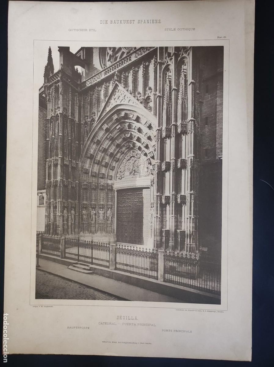 Fotografia antica: Lote de 5 antiguas fototipias Sevilla de Max Jungh&auml;ndel 52x36 cm Alcazar, Pilatos, Catedral, etc