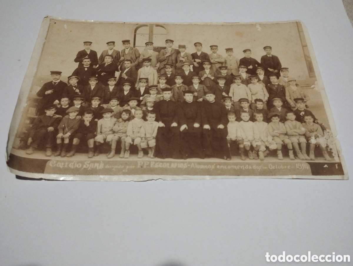 Fotografia antica: Fotografia original del colegio Sam&agrave; Escolapios Octubre de 1894 Vilanova i la Geltr&uacute;