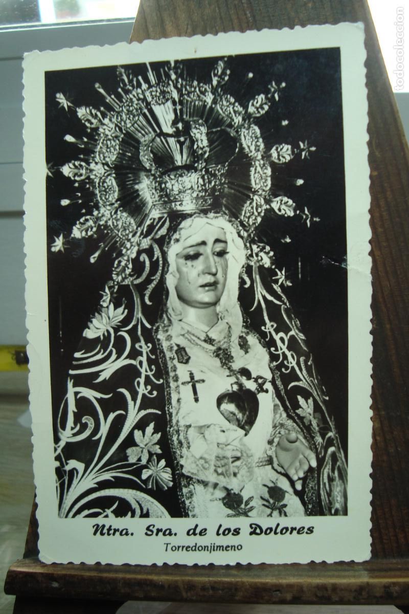 Fotograf&iacute;a antigua: ANTIGUA FOTOGRAFIA VIRGEN NTRA. SE&Ntilde;ORA DE LOS DOLORES. TORREDONJIMENO JAEN.